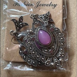 Indian vintage shape earring with purple stone